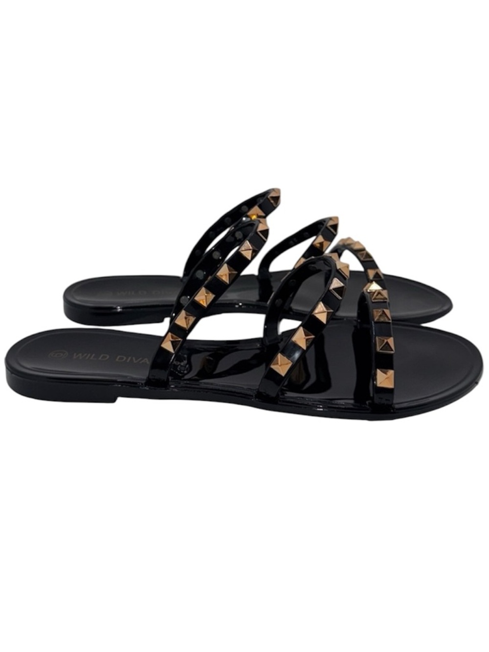 Wild Diva Joanie Studded Jelly Sandals Slides Women’s 6 Black